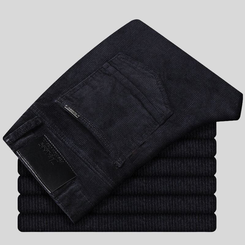 Pantalon-Velour-Cotelé-Noir-Homme