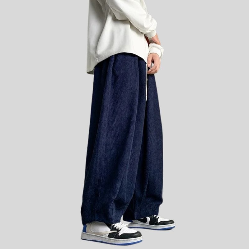 Pantalon-Velour-Homme-Bleu-Marine