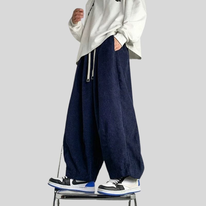 Pantalon-Velour-Homme-Bleu-Marine