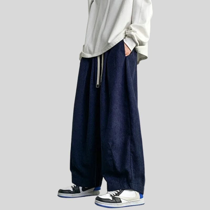 Pantalon-Velour-Homme-Bleu-Marine