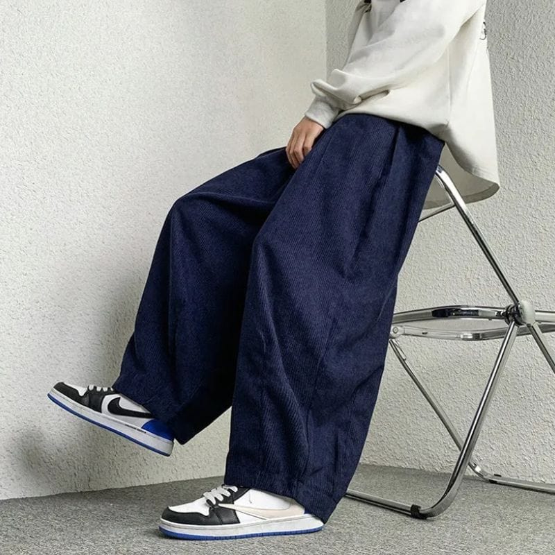 Pantalon-Velour-Homme-Bleu-Marine