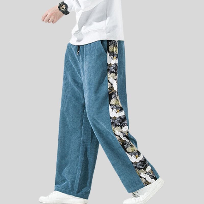 Pantalon-Velour-Homme-Bleu