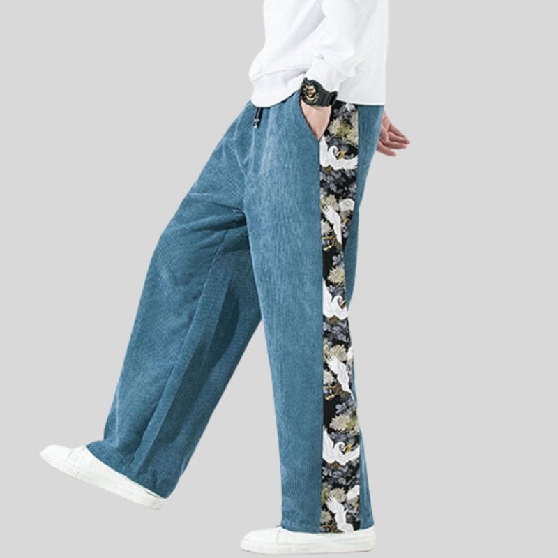 Pantalon-Velour-Homme-Bleu