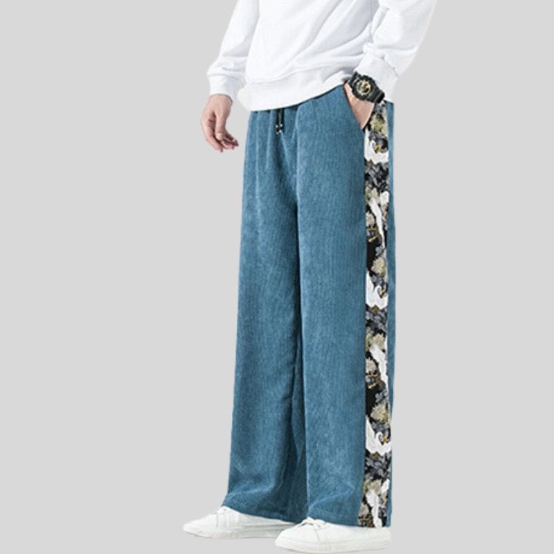 Pantalon-Velour-Homme-Bleu
