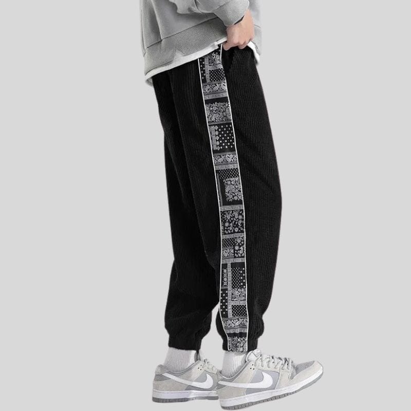 Pantalon-Velour-Homme-Noir