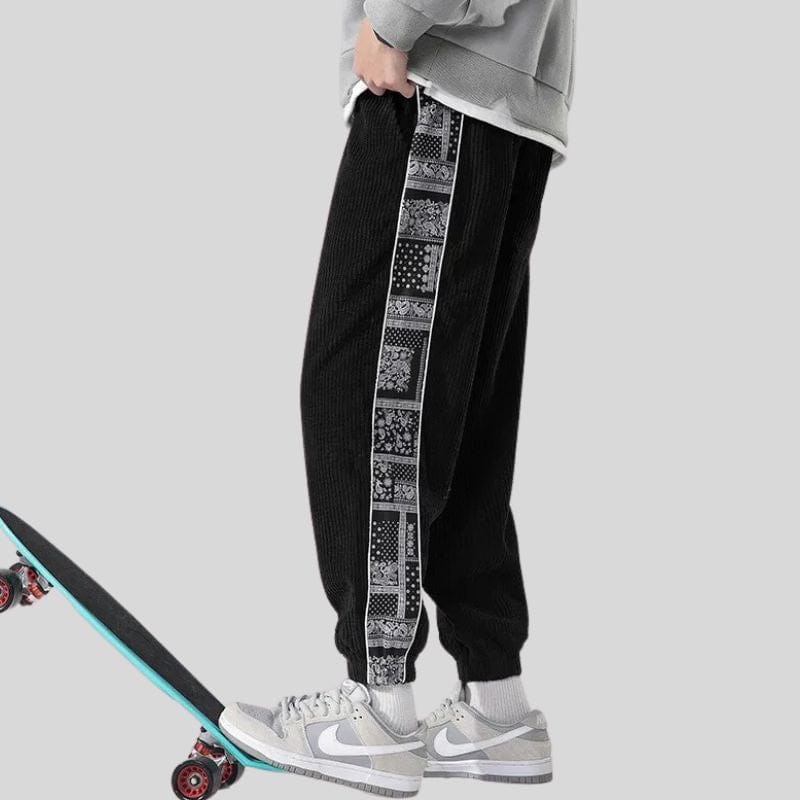 Pantalon-Velour-Homme-Noir