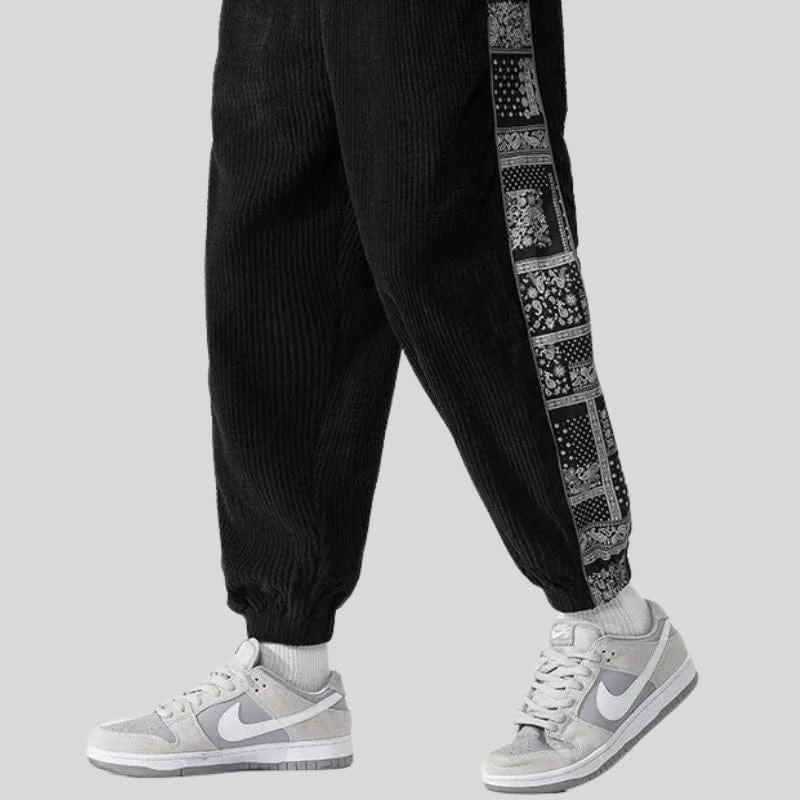 Pantalon-Velour-Homme-Noir