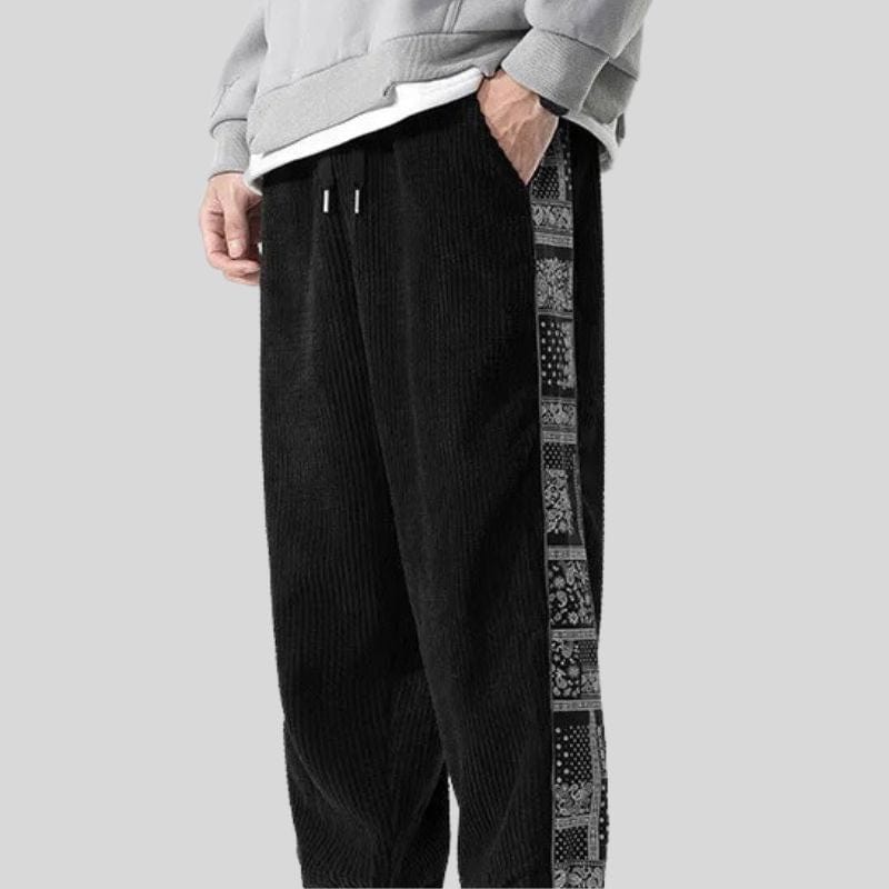 Pantalon-Velour-Homme-Noir