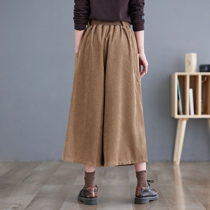 Pantalon-Velour-Kaki-Femme