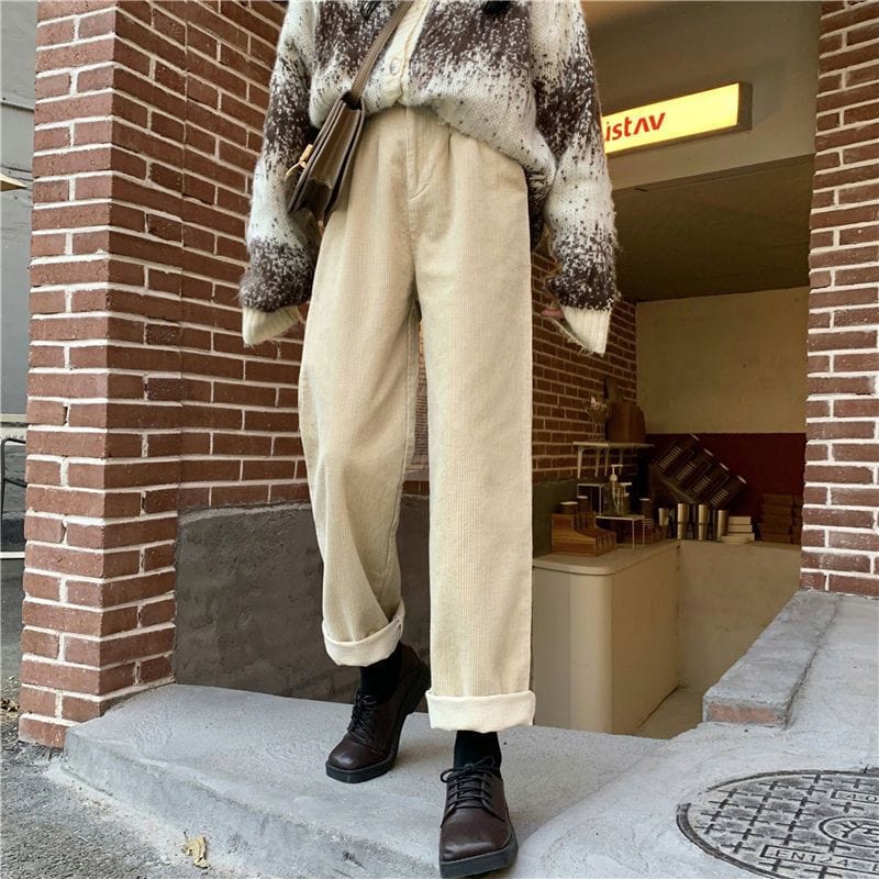 Pantalon-Velours-Beige-Femme