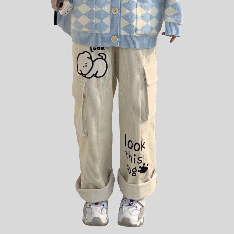 Pantalon-Velours-Blanc-Cassé-Femme