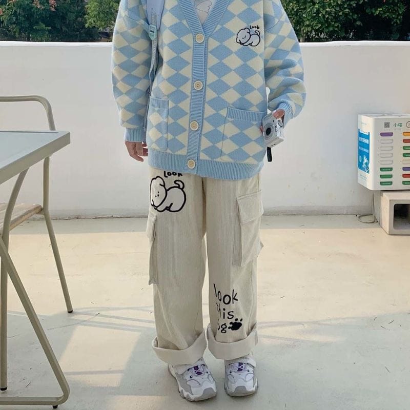 Pantalon-Velours-Blanc-Cassé-Femme