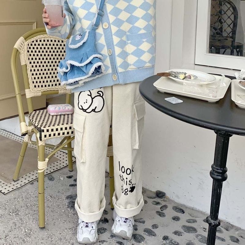 Pantalon-Velours-Blanc-Cassé-Femme