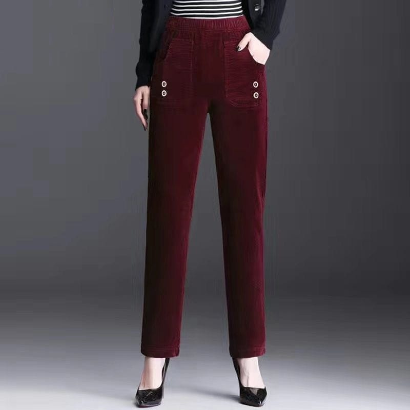 Pantalon-Velours-Bordeaux-Femme