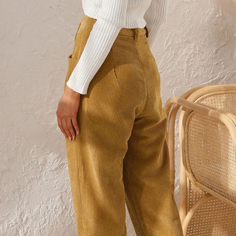 Pantalon-Velours-Camel-Femme