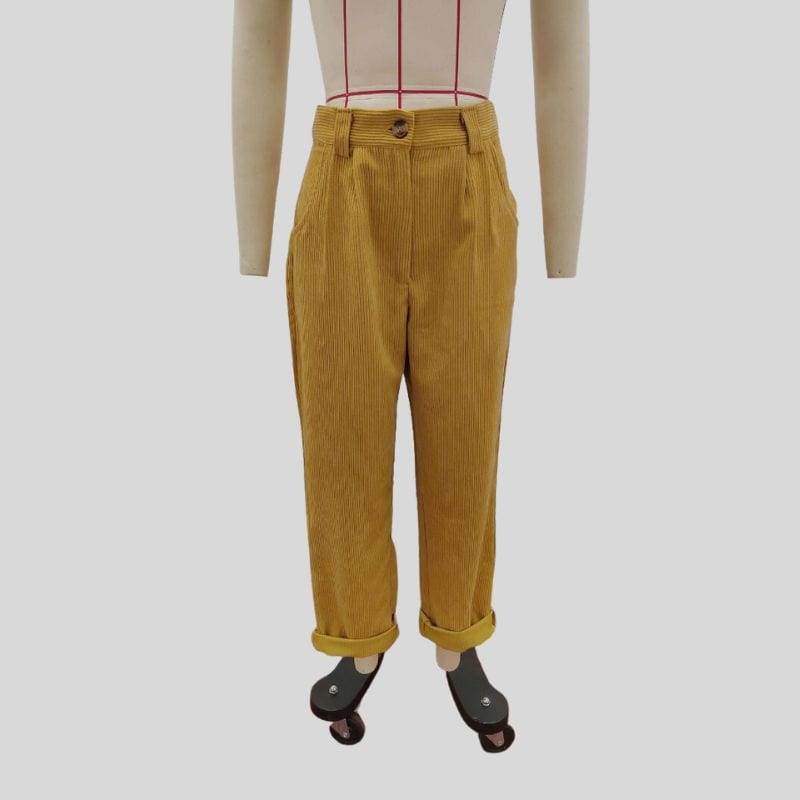 Pantalon-Velours-Camel-Femme
