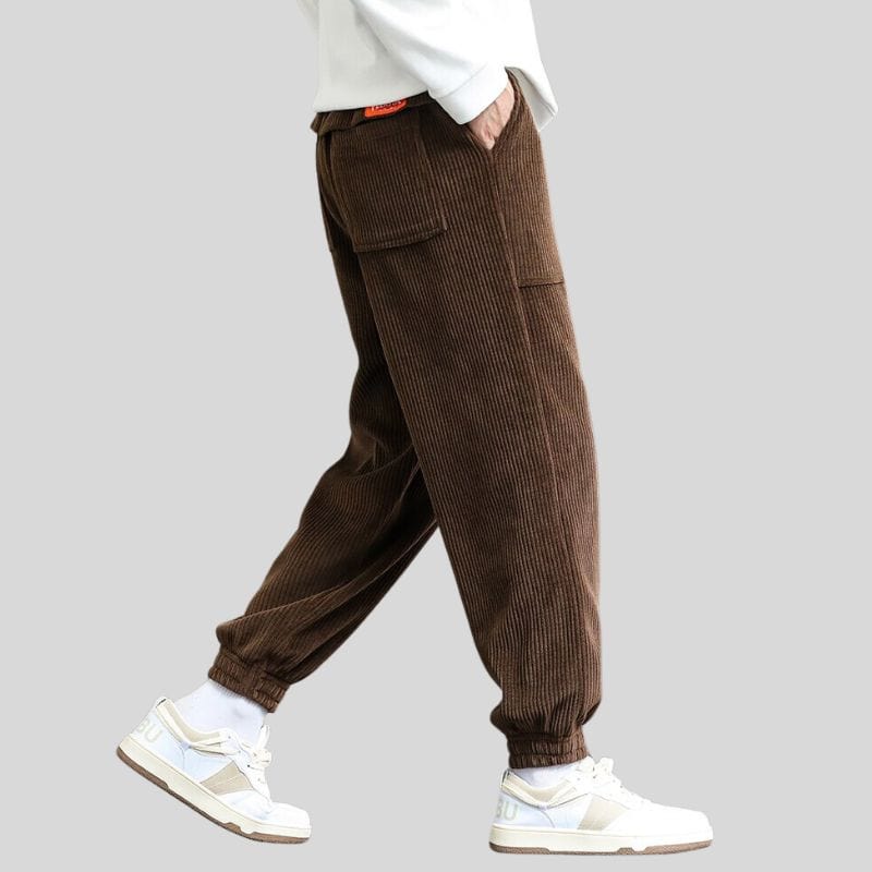 Pantalon-Velours-Cotelé-Homme-Marron