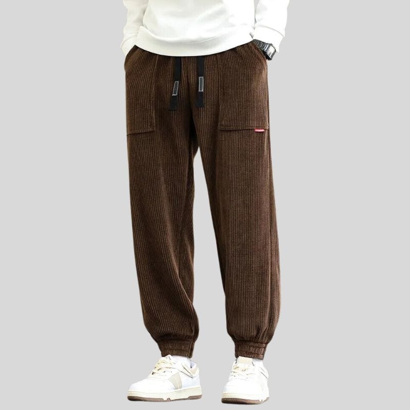 Pantalon-Velours-Cotelé-Homme-Marron