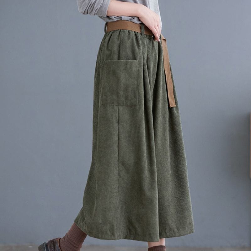 Pantalon-Velours-Cotelé-Vert-Femme