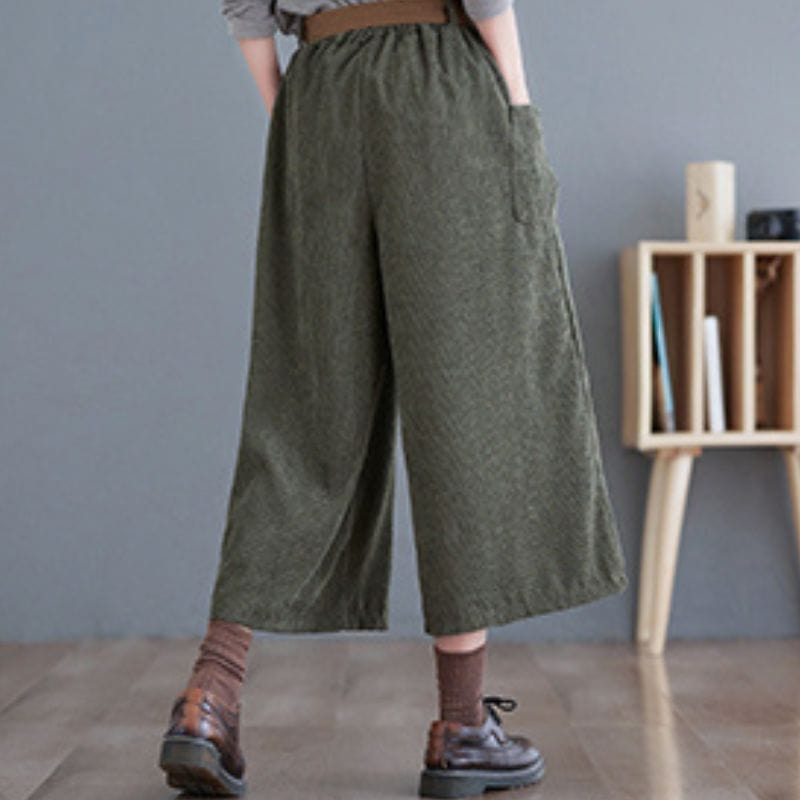Pantalon-Velours-Cotelé-Vert-Femme
