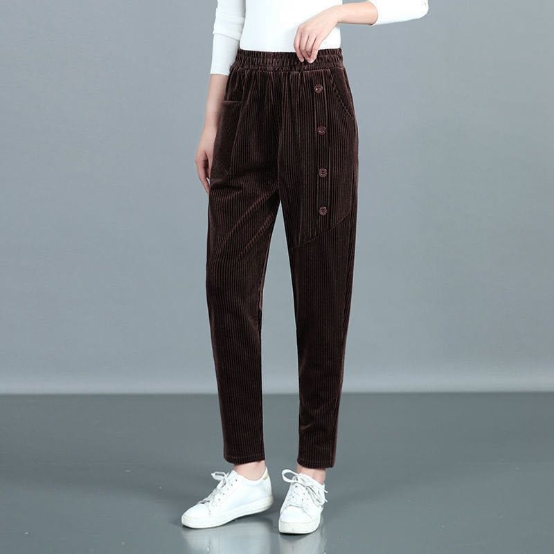 Pantalon-Velours-Elastique-Femme