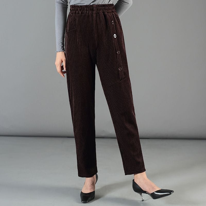Pantalon-Velours-Elastique-Femme