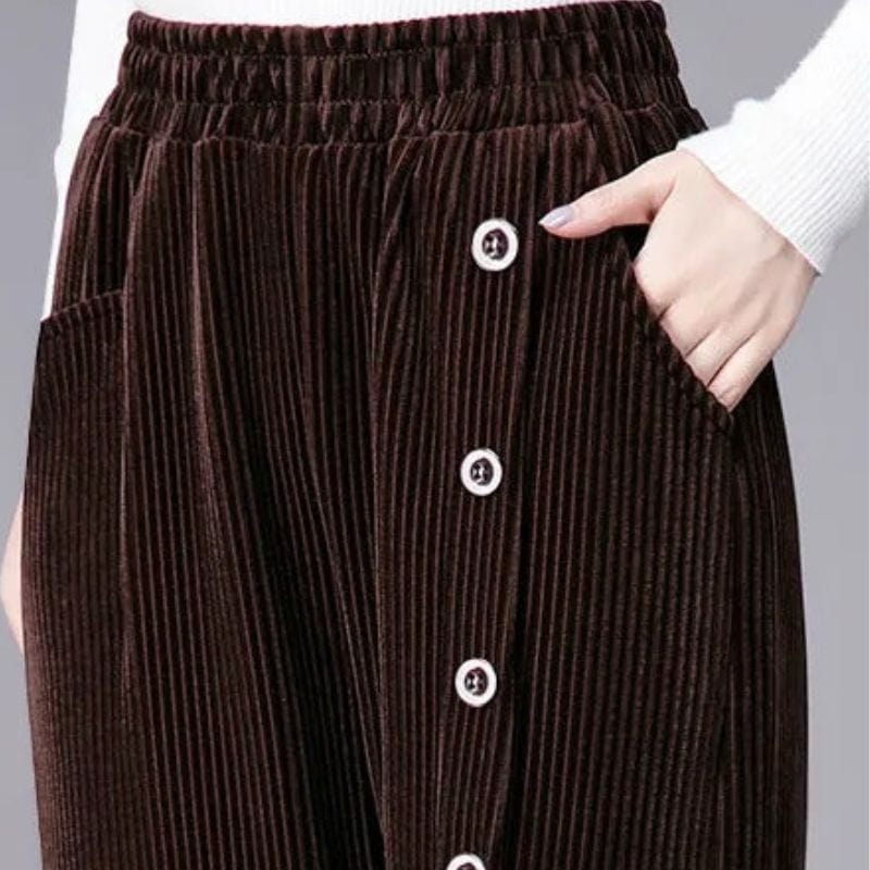 Pantalon-Velours-Elastique-Femme