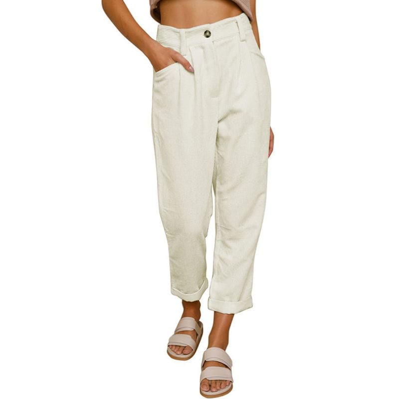 Pantalon-Velours-Femme-Blanc