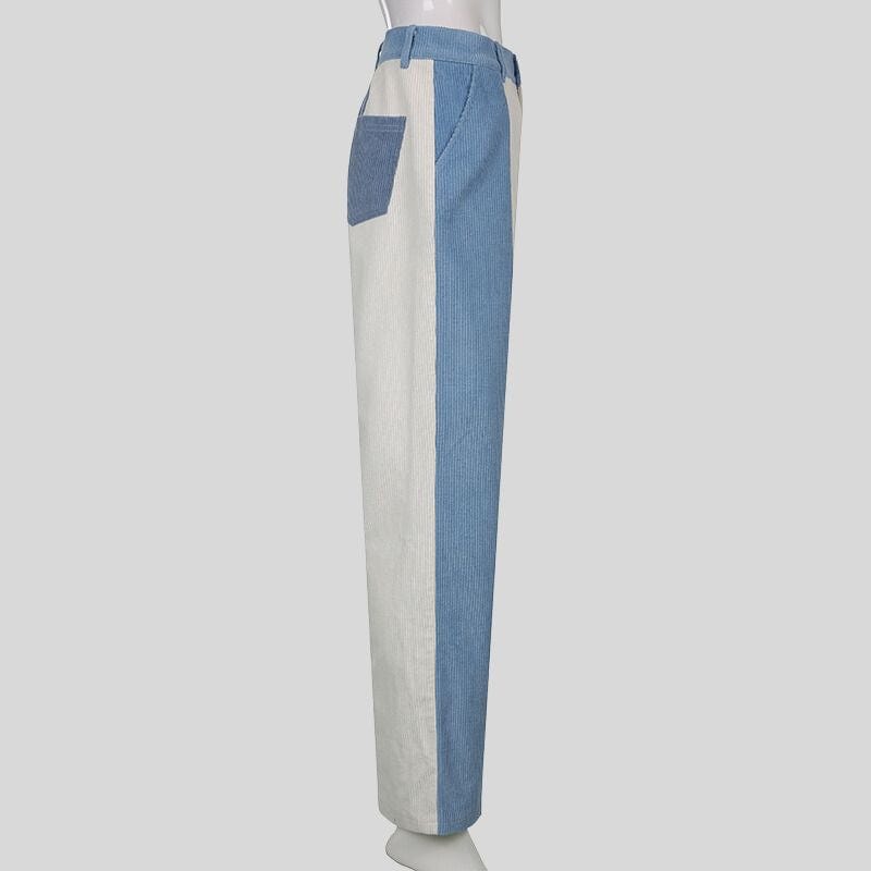 Pantalon-Velours-Femme-Bleu