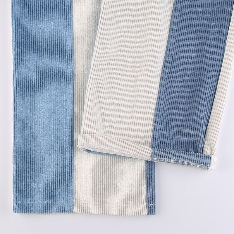 Pantalon-Velours-Femme-Bleu