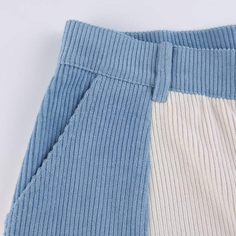 Pantalon-Velours-Femme-Bleu