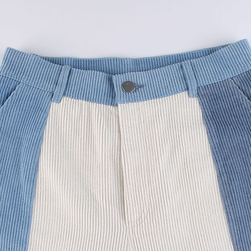 Pantalon-Velours-Femme-Bleu