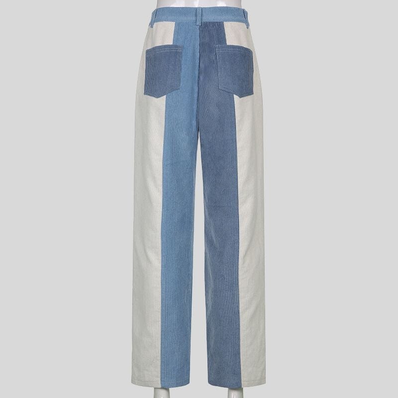 Pantalon-Velours-Femme-Bleu