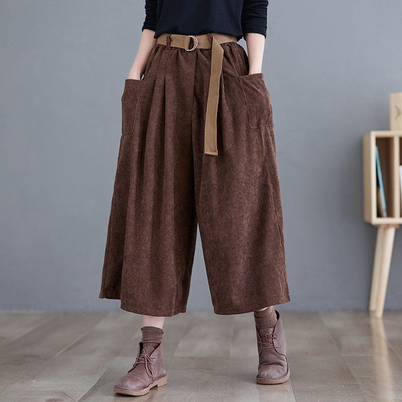Pantalon-Velours-Femme-Marron