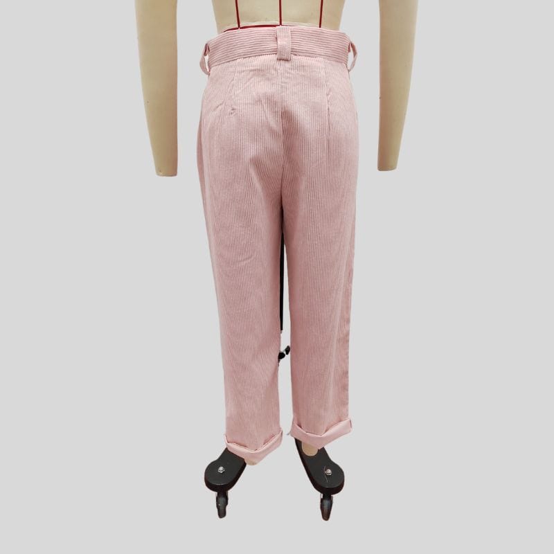 Pantalon-Velours-Femme-Taille-Haute
