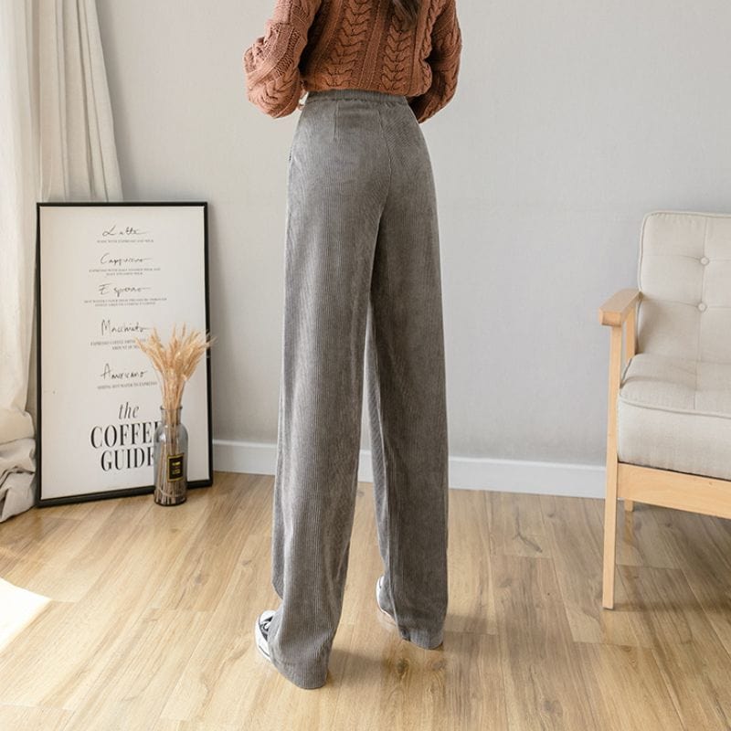 Pantalon-Velours-Gris-Femme