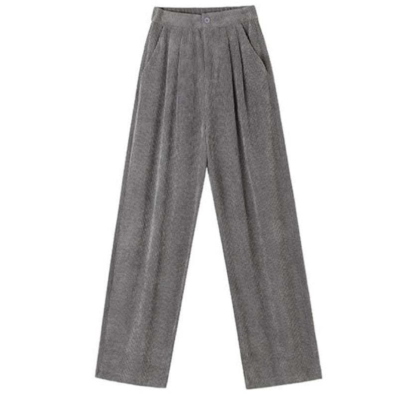 Pantalon-Velours-Gris-Femme