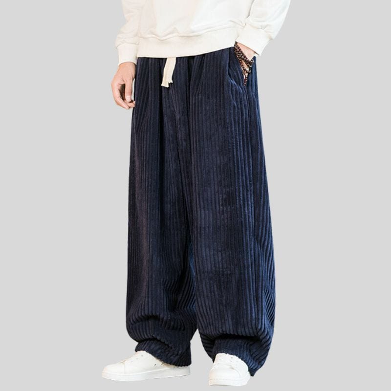 Pantalon-Velours-Homme-Bleu-Marine