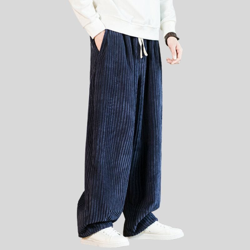 Pantalon-Velours-Homme-Bleu-Marine