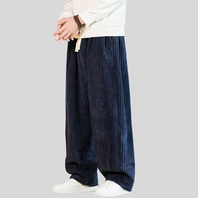 Pantalon-Velours-Homme-Bleu-Marine