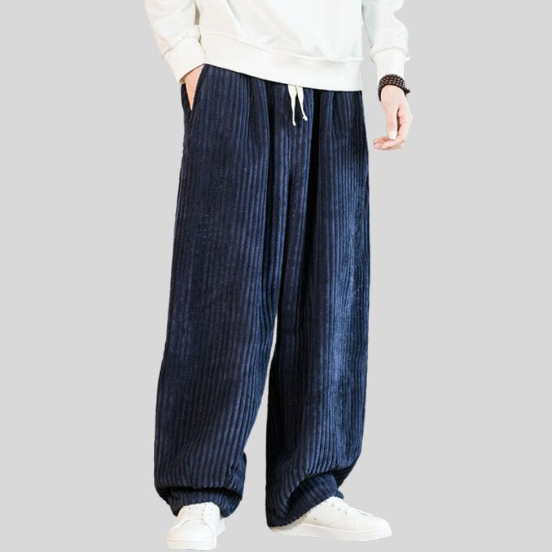 Pantalon-Velours-Homme-Bleu-Marine