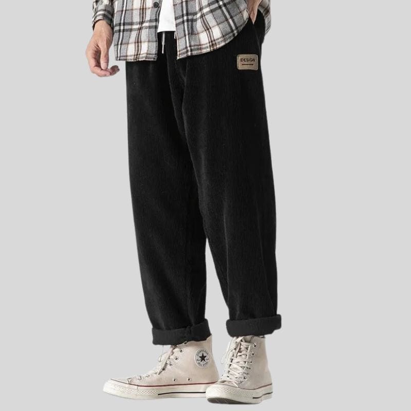 Pantalon Velours Côtelé Homme – Coupe Large, Taille élastique – Chaud Et Doux Pour L'hiver – Style Streetwear, Jogging – Idéal Détente, Sport, Look Décontracté