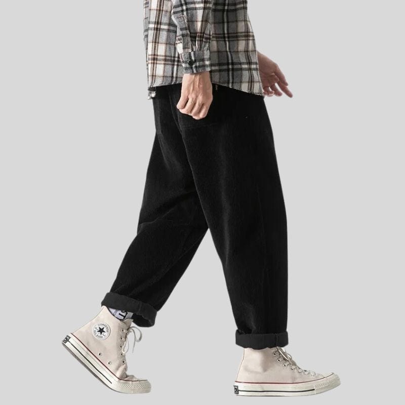 Pantalon-Velours-Homme-Noir