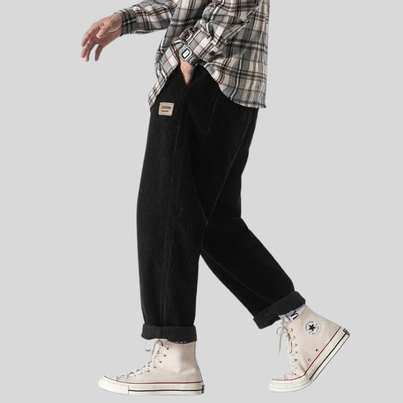 Pantalon-Velours-Homme-Noir