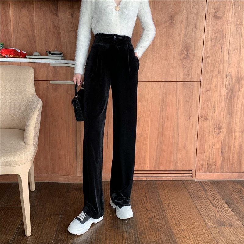 Pantalon-Velours-Lisse-Femme