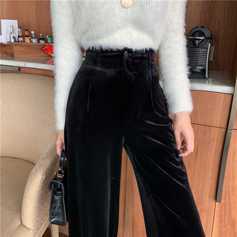 Pantalon-Velours-Lisse-Femme