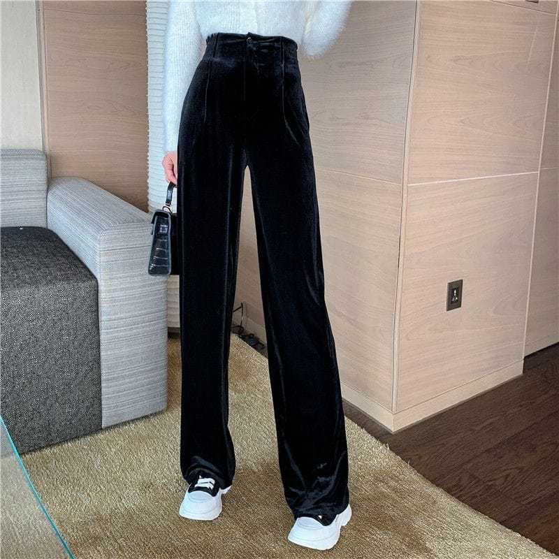 Pantalon-Velours-Lisse-Femme