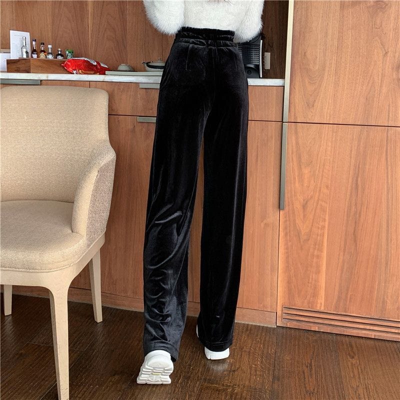 Pantalon-Velours-Lisse-Femme