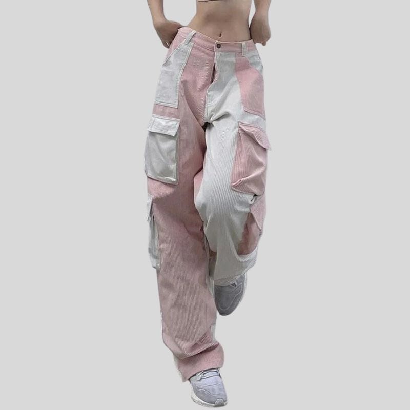 Pantalon-Velours-Rose-Femme