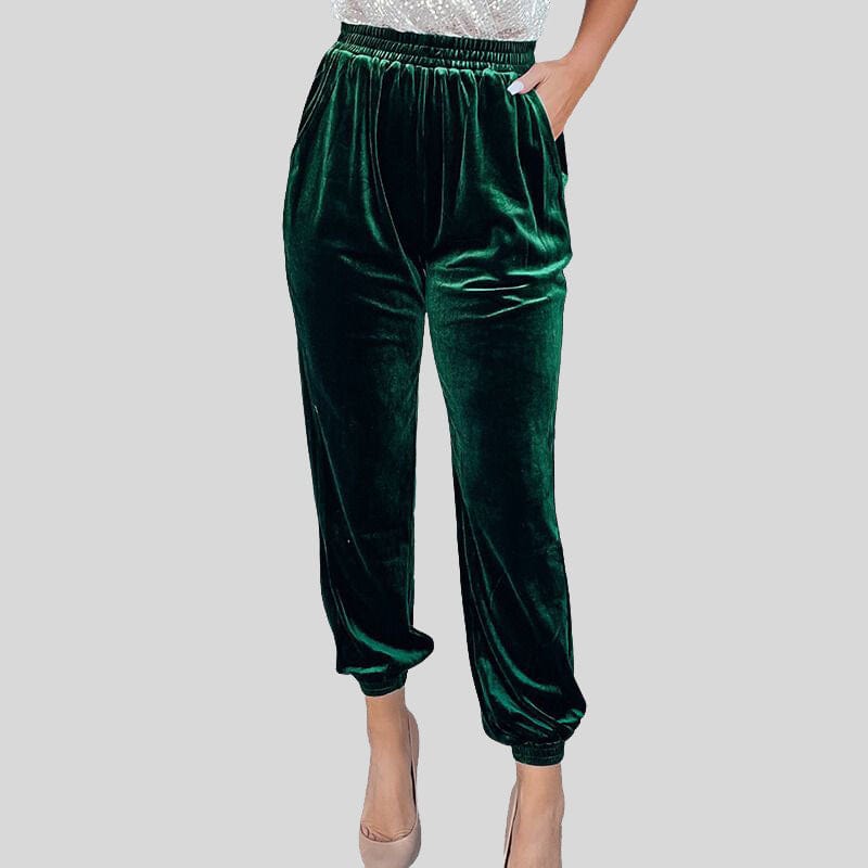 Pantalon large en velours - Vert